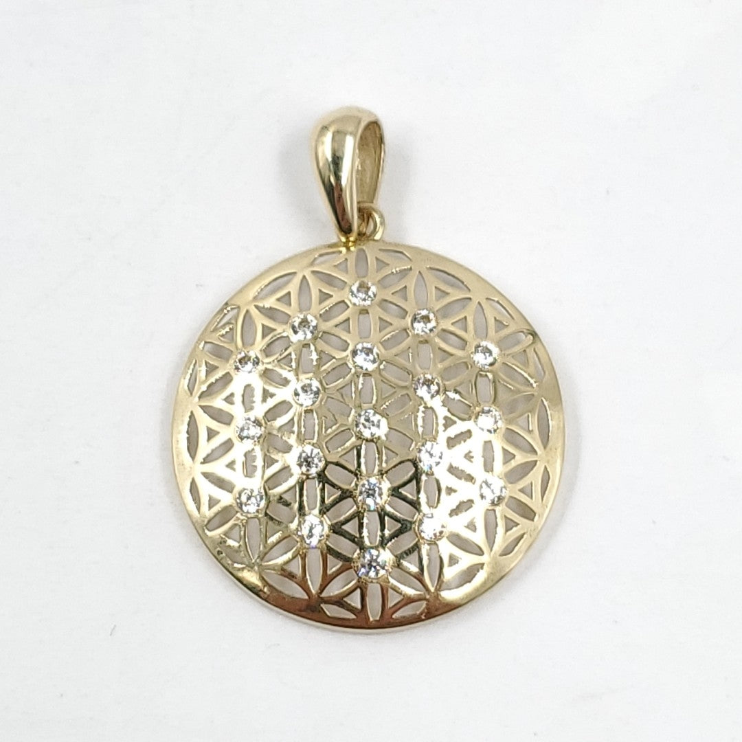 Dije Oro amarillo 14 K 1.3 gr "Panal" con Circonias (nuevo)