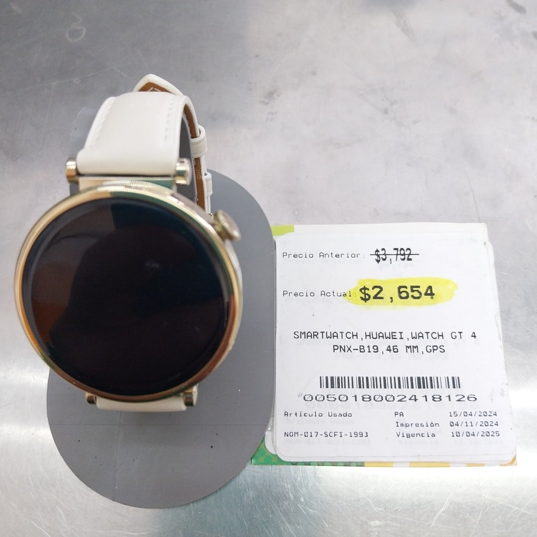 SMARTWATCH HUAWEI WATCH GT 4 PNX-B19 46 MM GPS (SEMINUEVO)