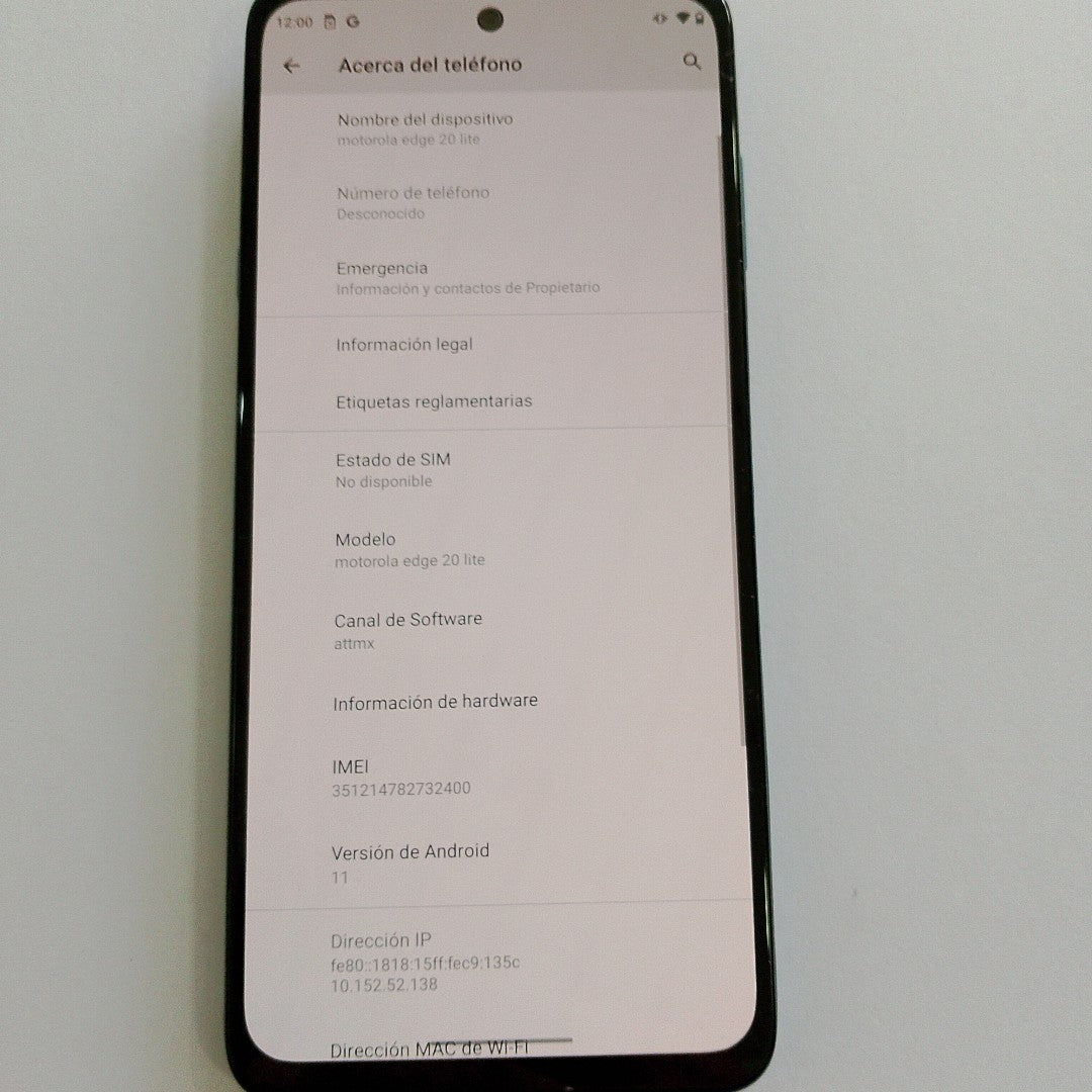 CELULAR MOTOROLA EDGE 20 LITE XT2139-1 128 GB 6 GB RAM (SEMINUEVO)