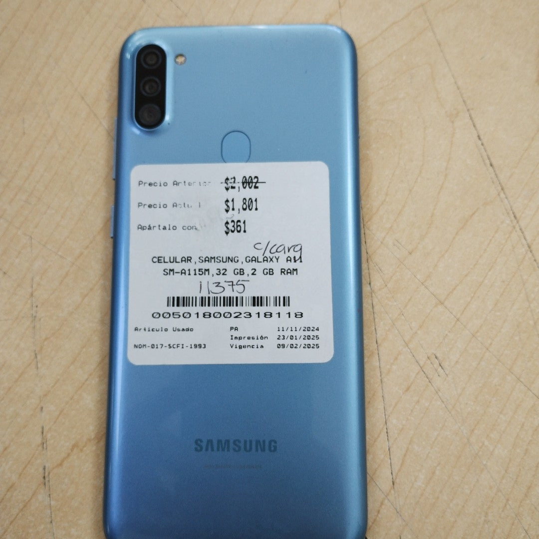 CELULAR SAMSUNG GALAXY A11 SM-A115M 32 GB 2 GB RAM (SEMINUEVO)