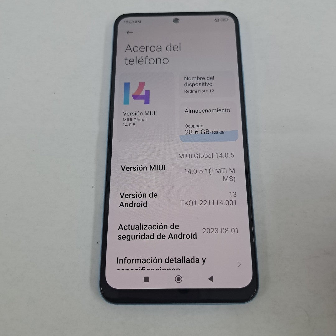 CELULAR XIAOMI REDMI NOTE 12 23028RA60L 128 GB 4 GB RAM (SEMINUEVO)