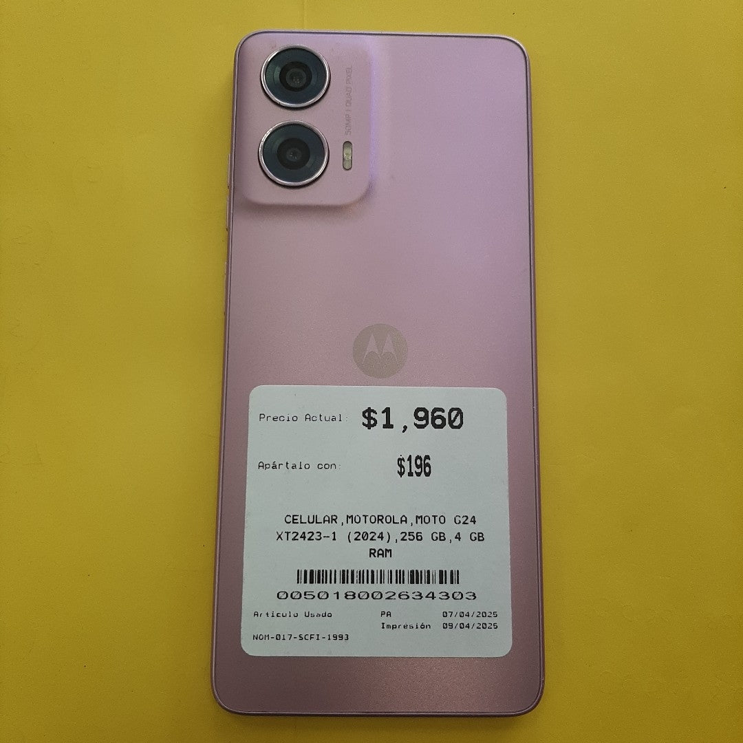 CELULAR MOTOROLA MOTO G24 XT2423-1 (2024) 256 GB 4 GB RAM (SEMINUEVO)