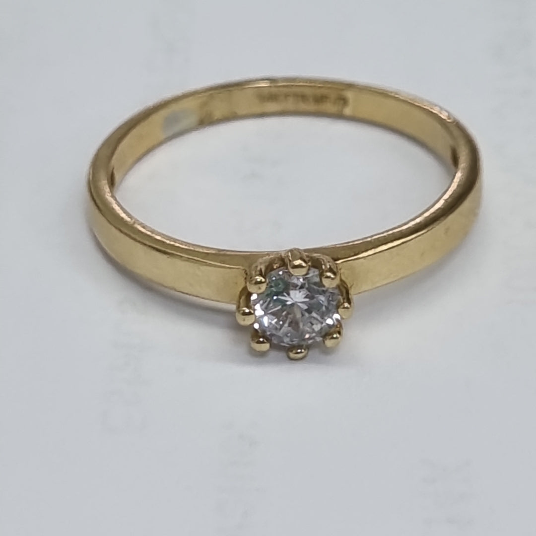 10024ANC00075B875 FRD6 SOLITARIO DE 8 UÑAS CON CIRCONIAS ORO 14K 2.1GRS (NUEVO)