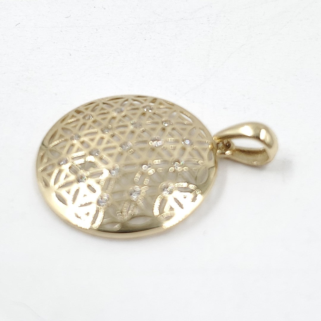 Dije Oro amarillo 14 K 1.3 gr "Panal" con Circonias (nuevo)
