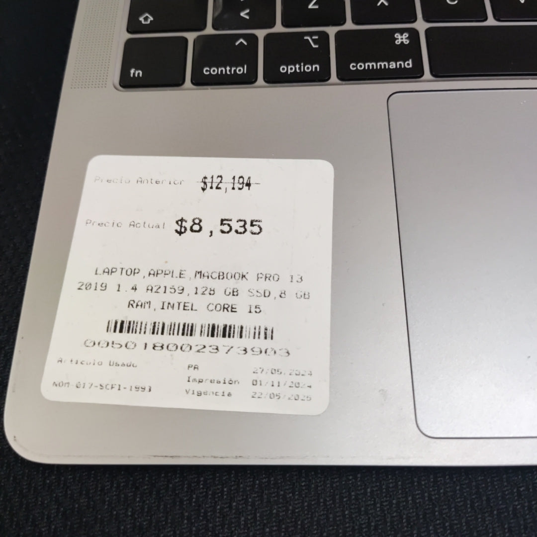 LAPTOP APPLE MACBOOK PRO 13" 2019 1.4 A2159 (SEMINUEVO)