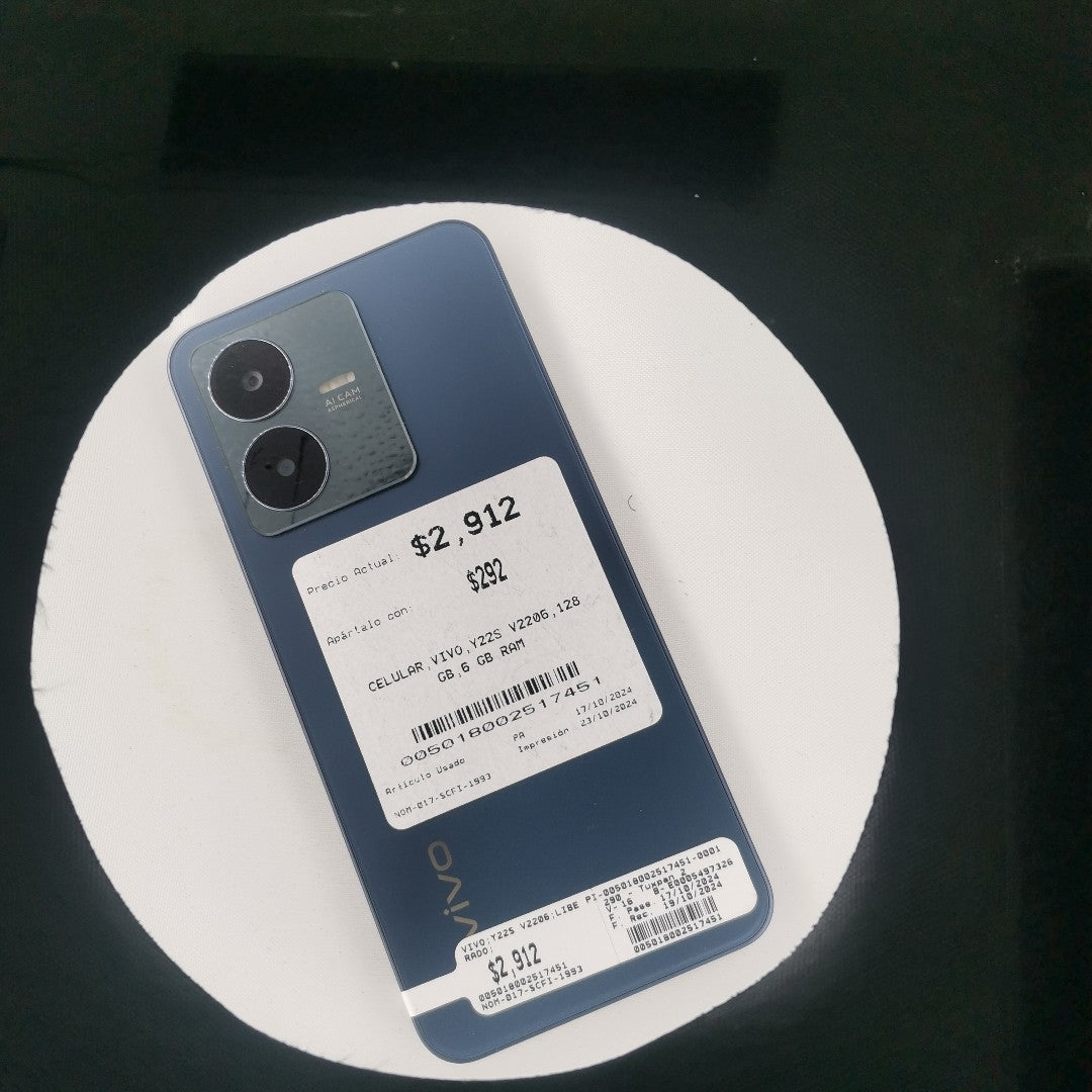 CELULAR VIVO Y22S V2206 128 GB 6 GB RAM (SEMINUEVO)