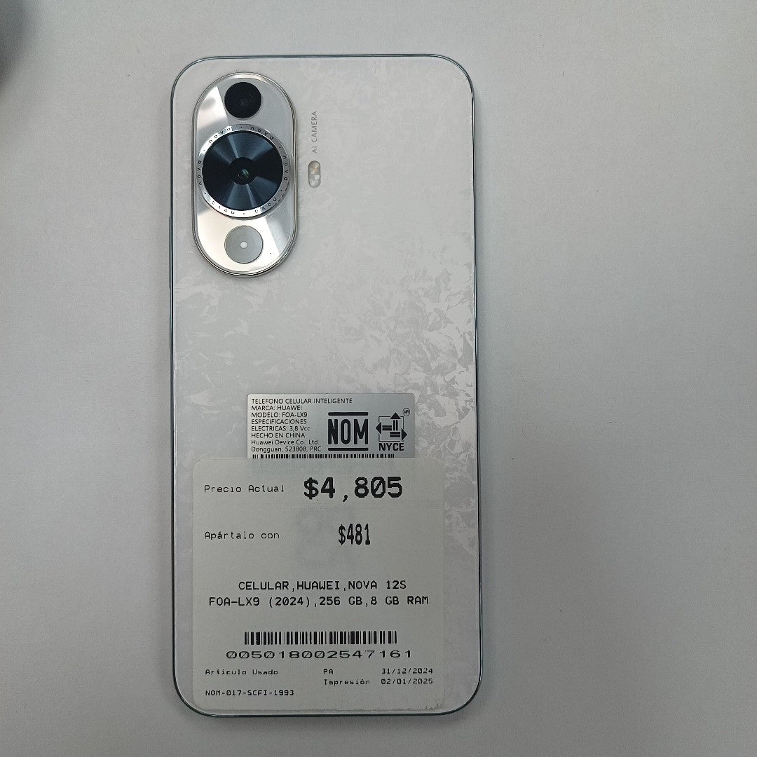 CELULAR HUAWEI NOVA 12S FOA-LX9 (2024) 256 GB 8 GB RAM (SEMINUEVO)