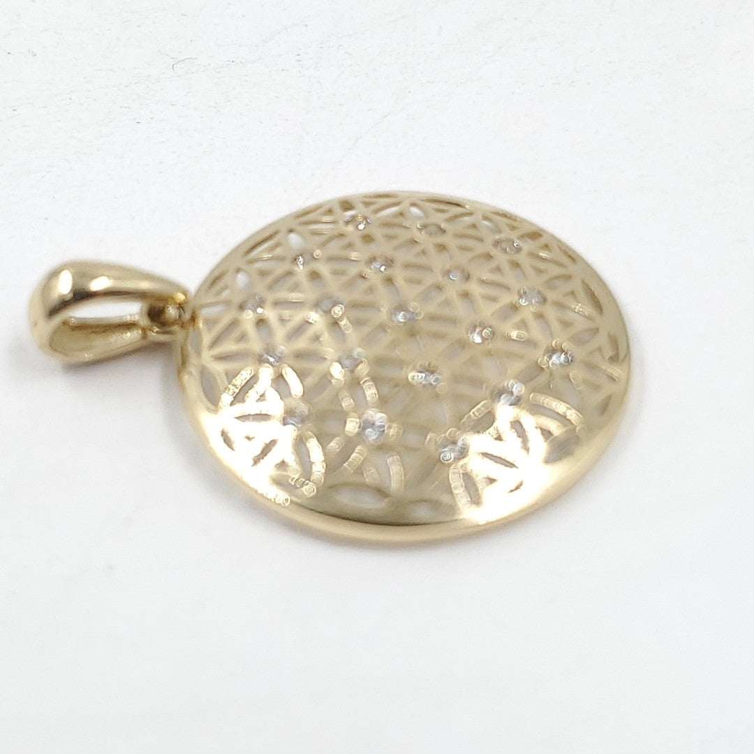 Dije Oro amarillo 14 K 1.3 gr "Panal" con Circonias (nuevo)