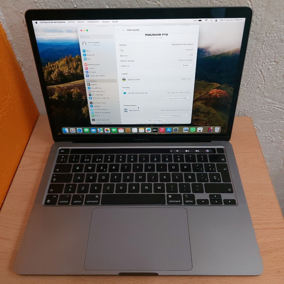 LAPTOP APPLE MACBOOK PRO 13" 2020 3.2 A2338 256 GB SSD 8 GB RAM (SEMINUEVO)