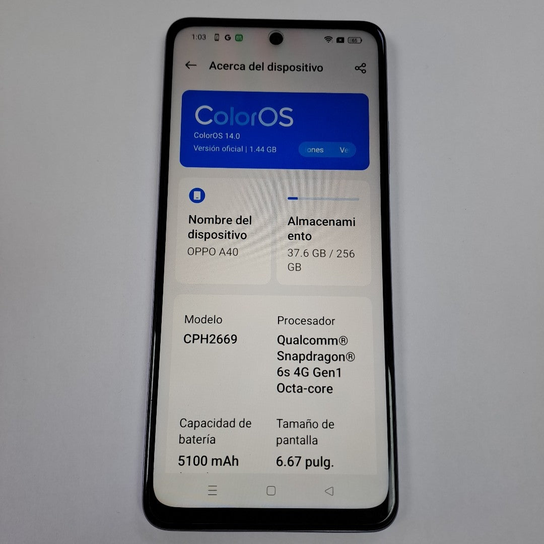 CELULAR OPPO A40 CPH2669 (2024) 256 GB 4 GB RAM (SEMINUEVO)
