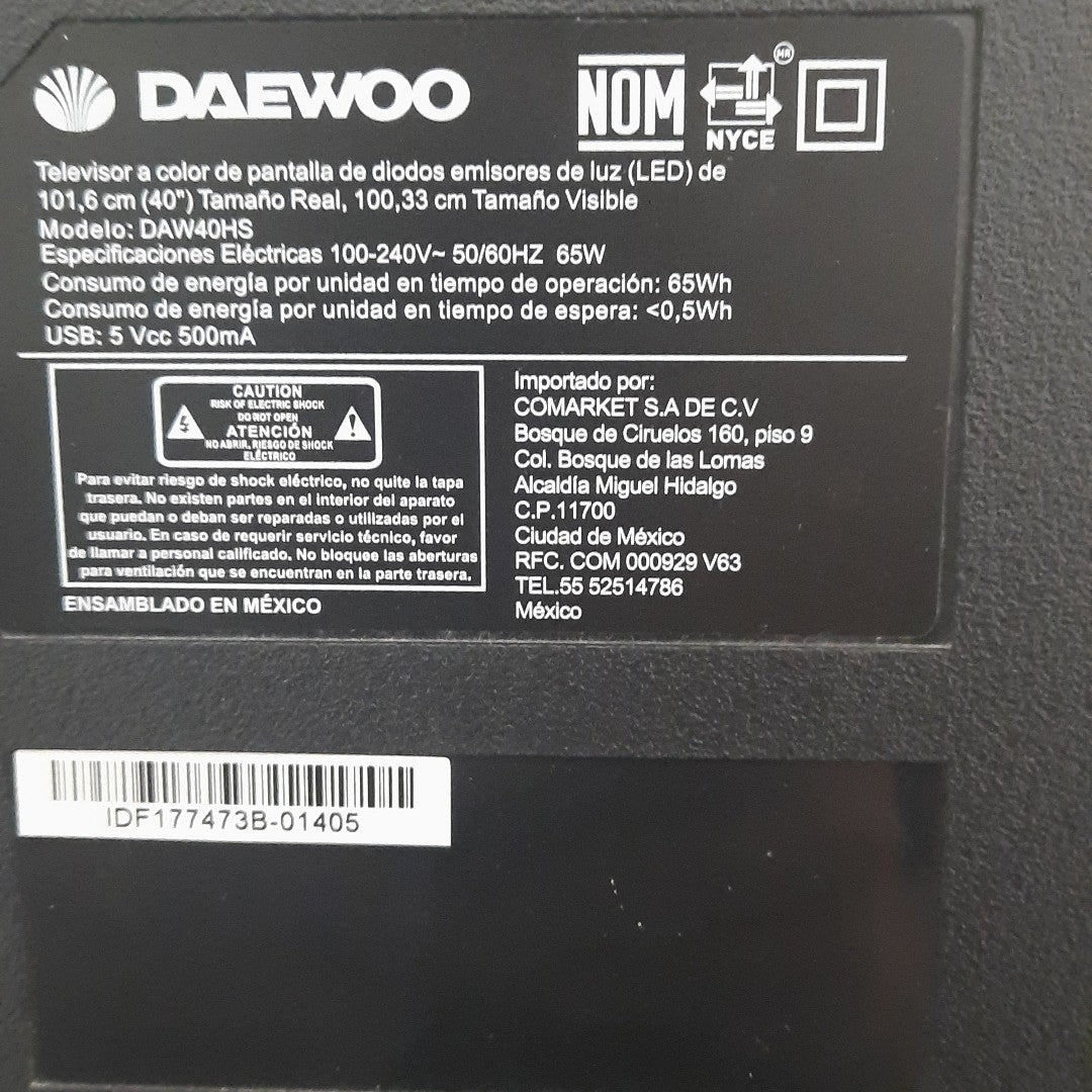 PANTALLA DAEWOO DAW40HS (2022) 40" LED FULL HD (SEMINUEVO)