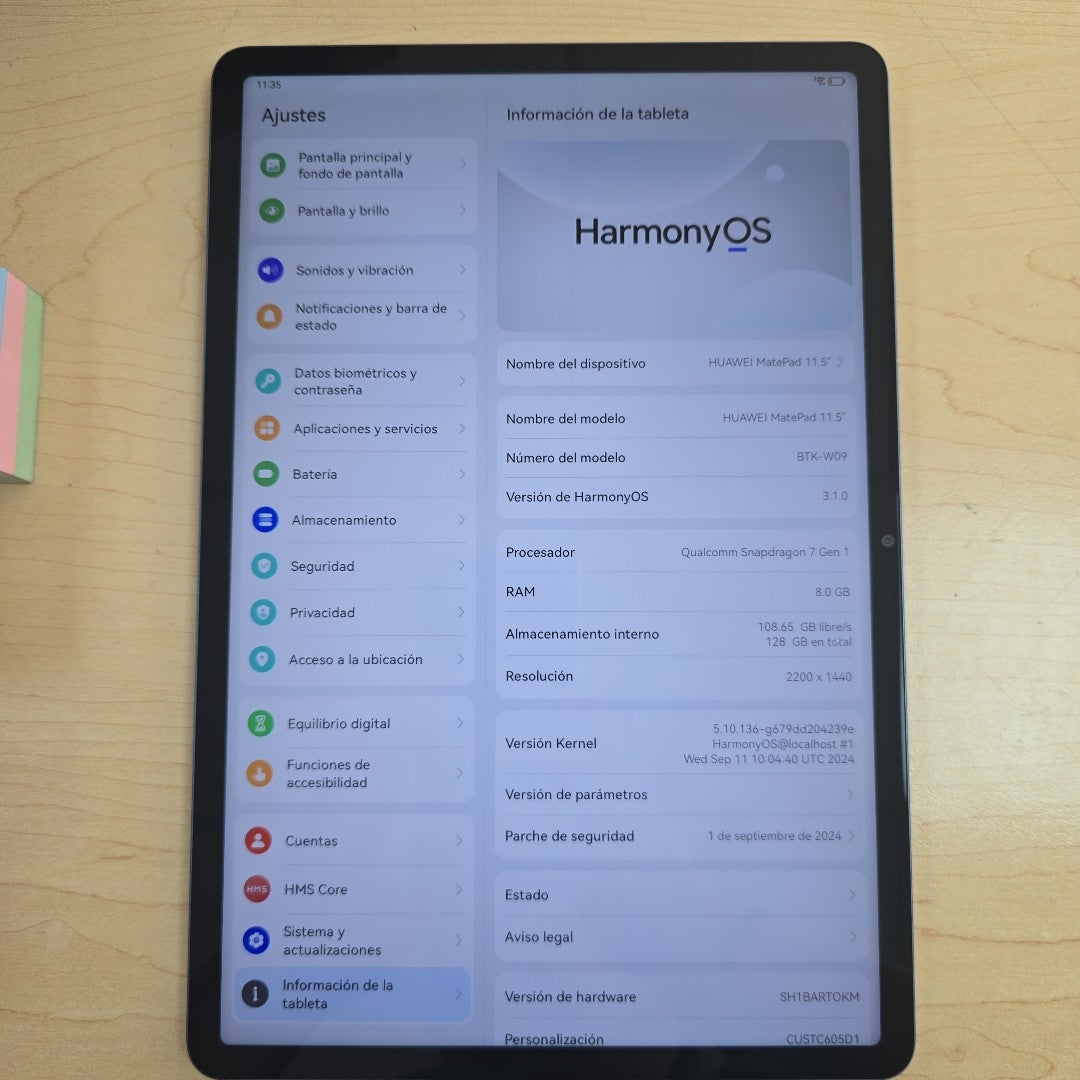TABLETA HUAWEI MATEPAD 11.5" BTK-W09 (2023) 128 GB 8 GB RAM (SEMINUEVO)