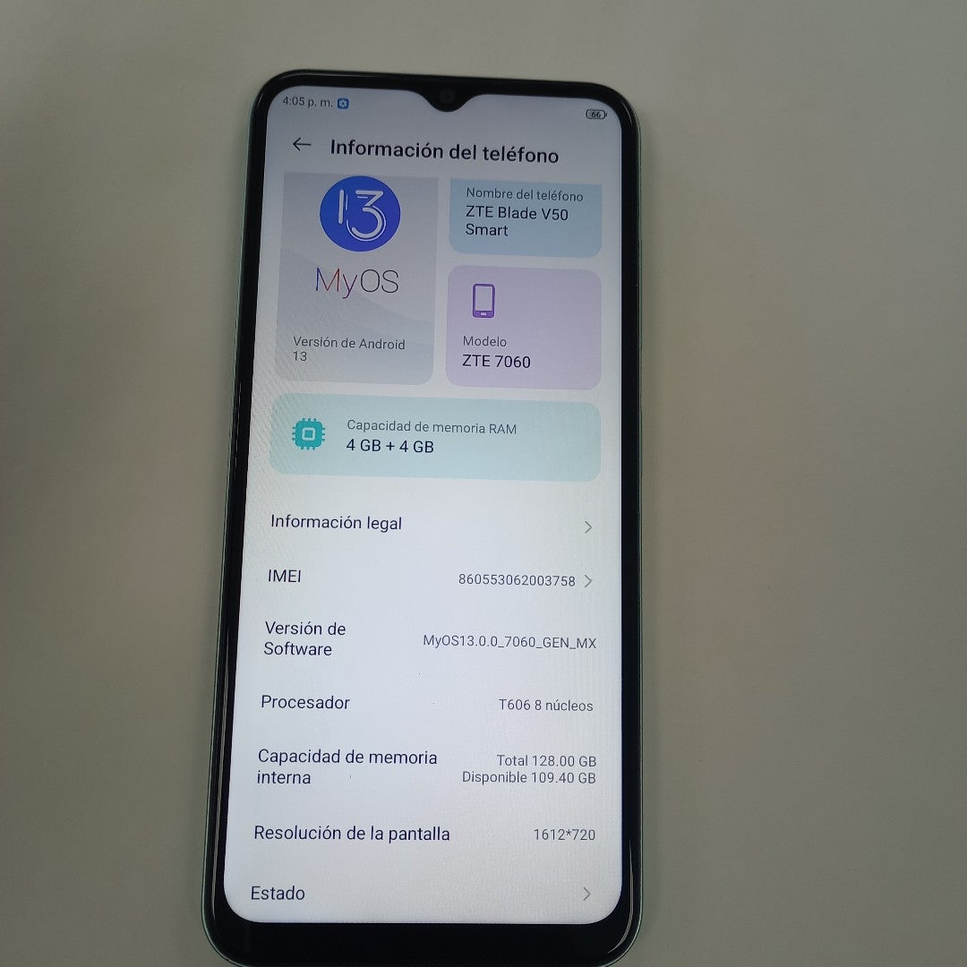 CELULAR ZTE BLADE V50 SMART 7060 128 GB 4 GB RAM (SEMINUEVO)