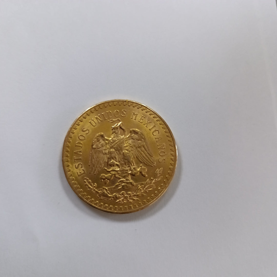 K1 41.6 GRMS - DESC. 0 GRAMOS - 21 K - AVALÚO 67392 * * IDENTIFICACIÓN MONEDA NOMINATIVA. * MONEDAS PESOS 50 PESOS. (SEMINUEVO)