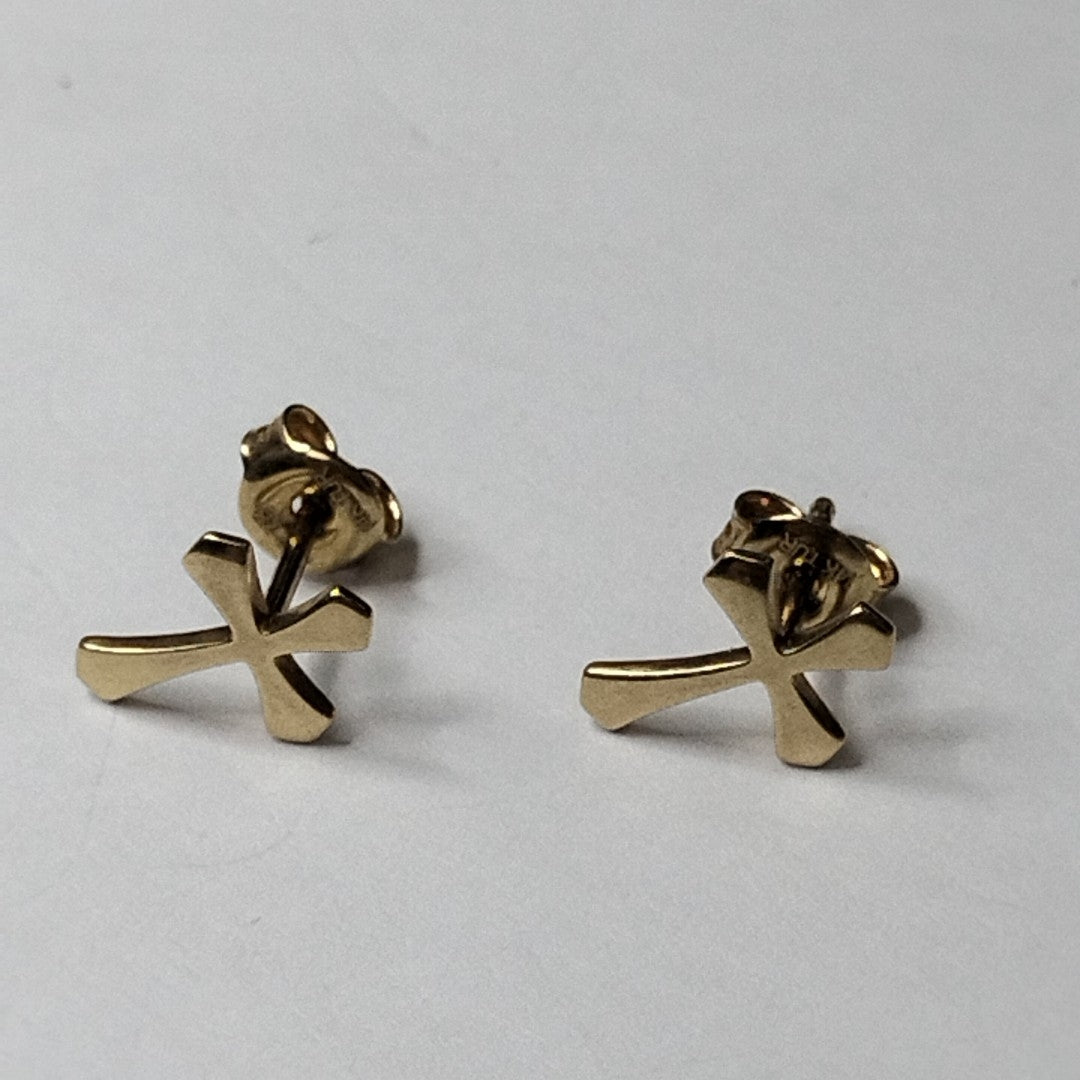 10114BRO40700B407 FRD3 BROQUEL EN FORMA DE CRUZ PULIDA O/A ORO 14K 1GRS (NUEVO)