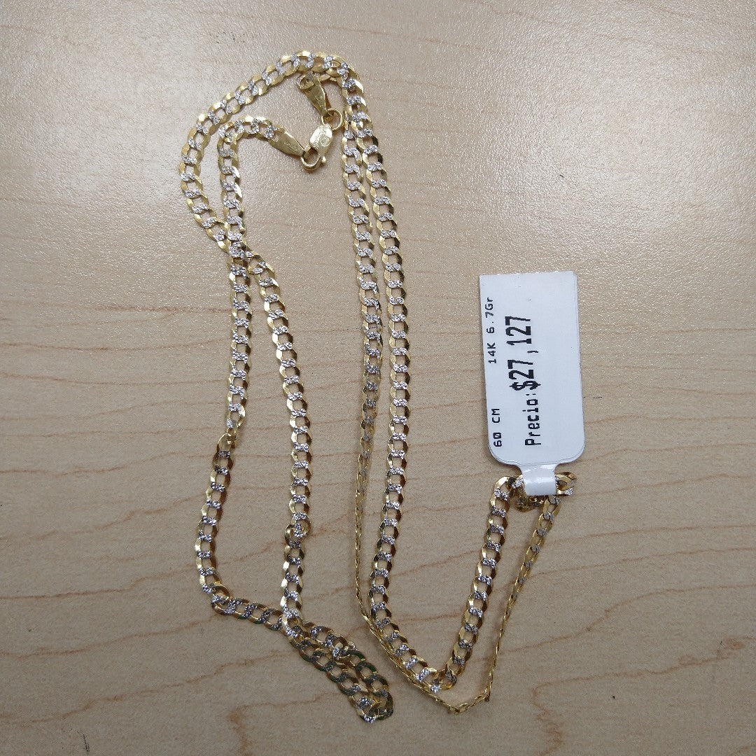 CADENAS BARBADA DIAMANTADA ORO 14K 6.7 (NUEVO)