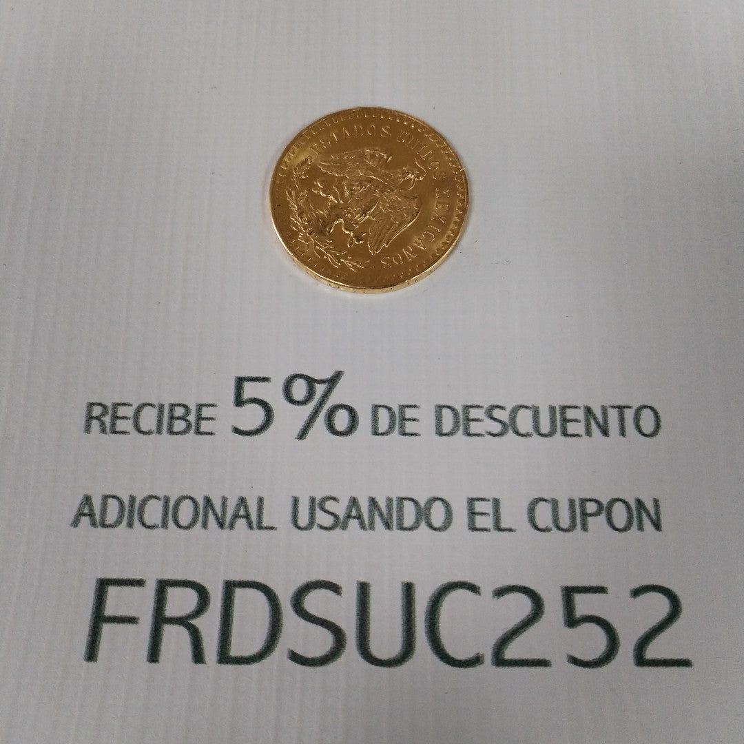 K1 41.6 GRMS - DESC. 0 GRAMOS - 21 K - AVALÚO 77688 * * IDENTIFICACIÓN MONEDA NOMINATIVA. * MONEDAS PESOS 50 PESOS. (SEMINUEVO)