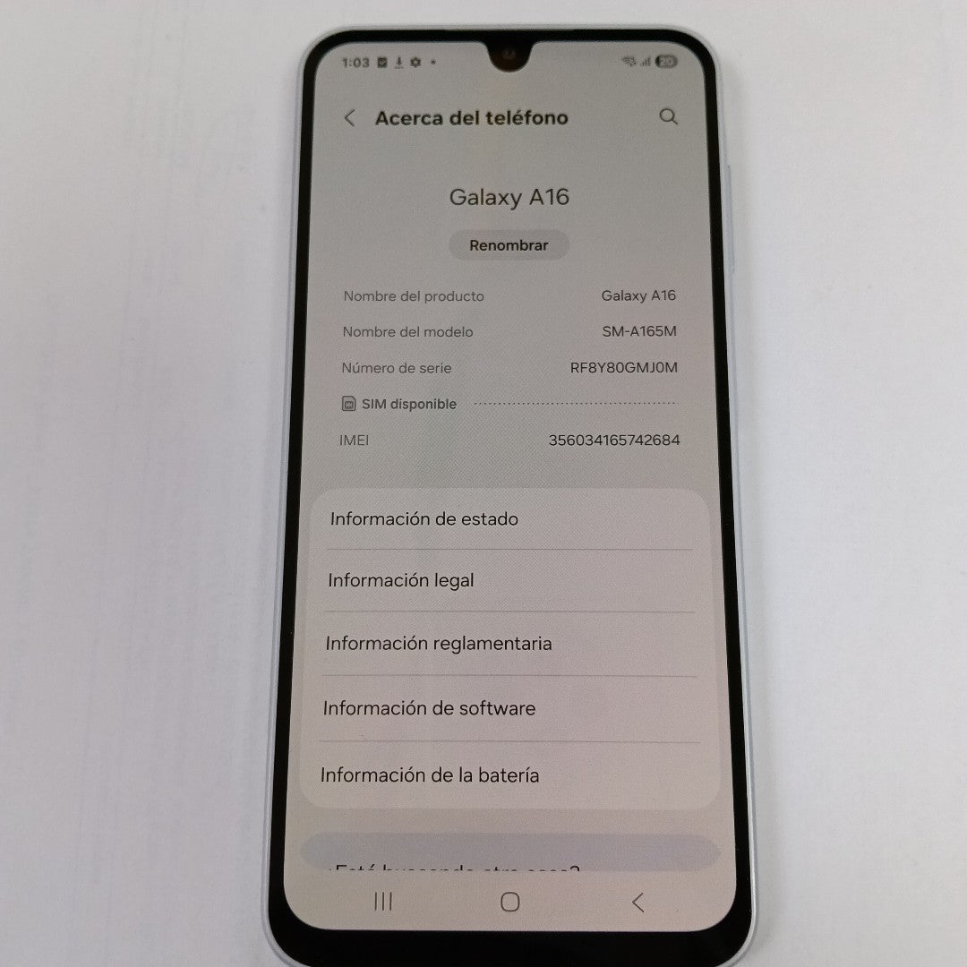 CELULAR SAMSUNG GALAXY A16 SM-A165M (2024) 128 GB 4 GB RAM (SEMINUEVO)