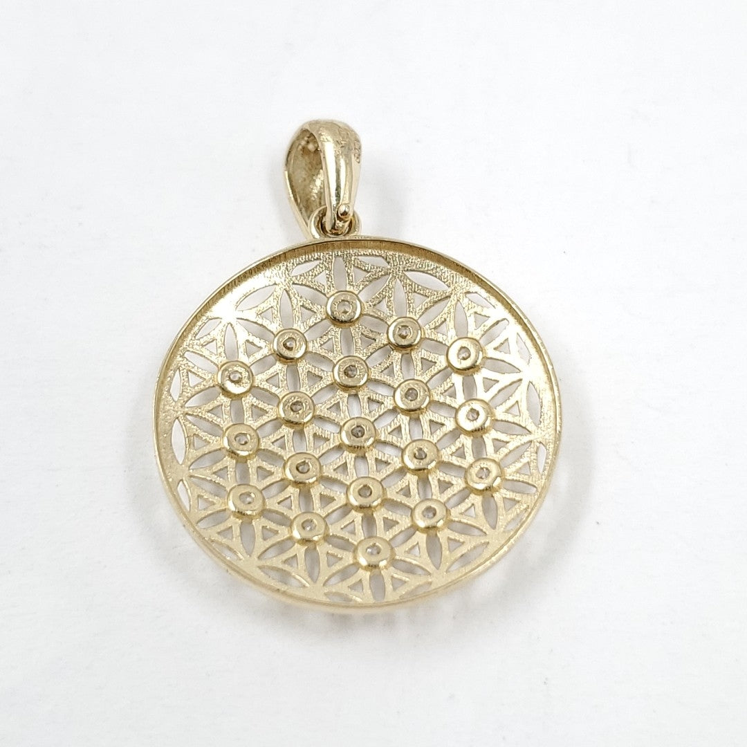 Dije Oro amarillo 14 K 1.3 gr "Panal" con Circonias (nuevo)