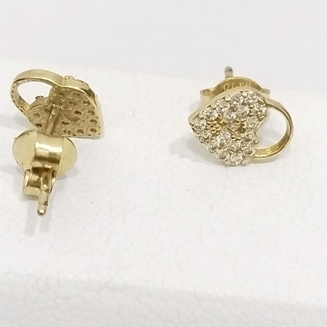 10182BRO00000B648 FRD5 BROQUEL DE CORAZON TIPO CANDADO CON CIRCONIAS ORO 14K 1.1GRS (NUEVO)