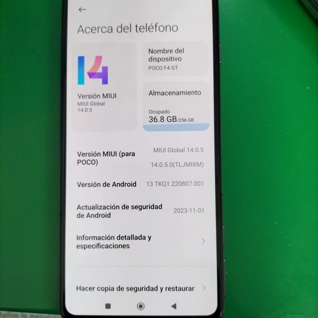 CELULAR XIAOMI POCO F4 GT 21121210G 256 GB 12 GB RAM (SEMINUEVO)