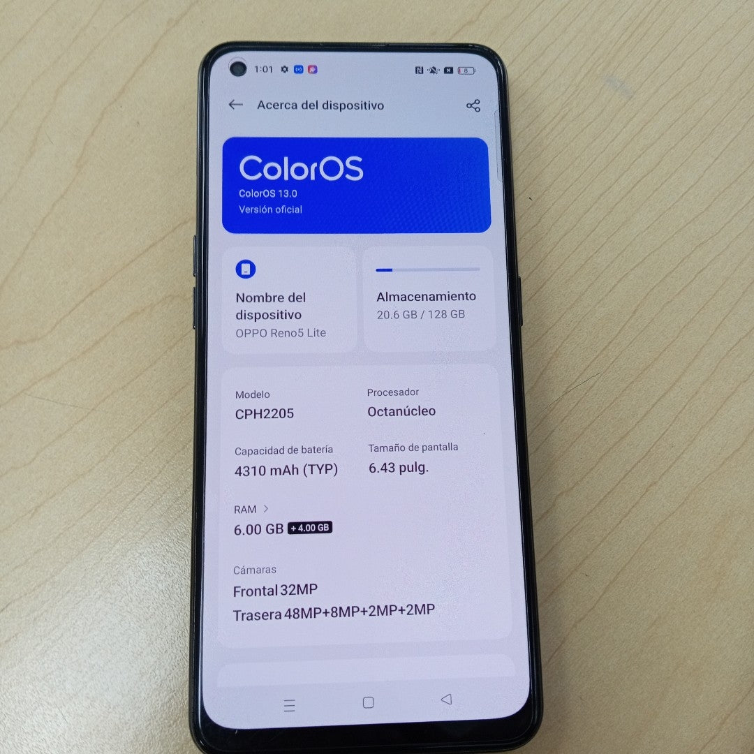 CELULAR OPPO RENO5 LITE CPH2205 (2021) 128 GB 6 GB RAM (SEMINUEVO)