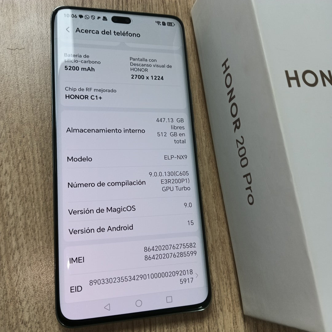 CELULAR HONOR 200 PRO ELP-NX9 (2024) 512 GB 12 GB RAM (SEMINUEVO)