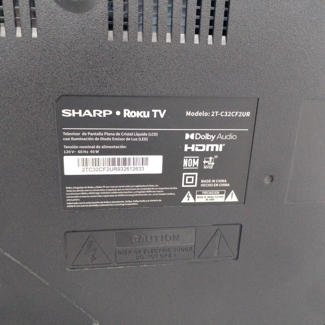 PANTALLA SHARP 2T-C32CF2UR (2020) 32" LED HD (SEMINUEVO)