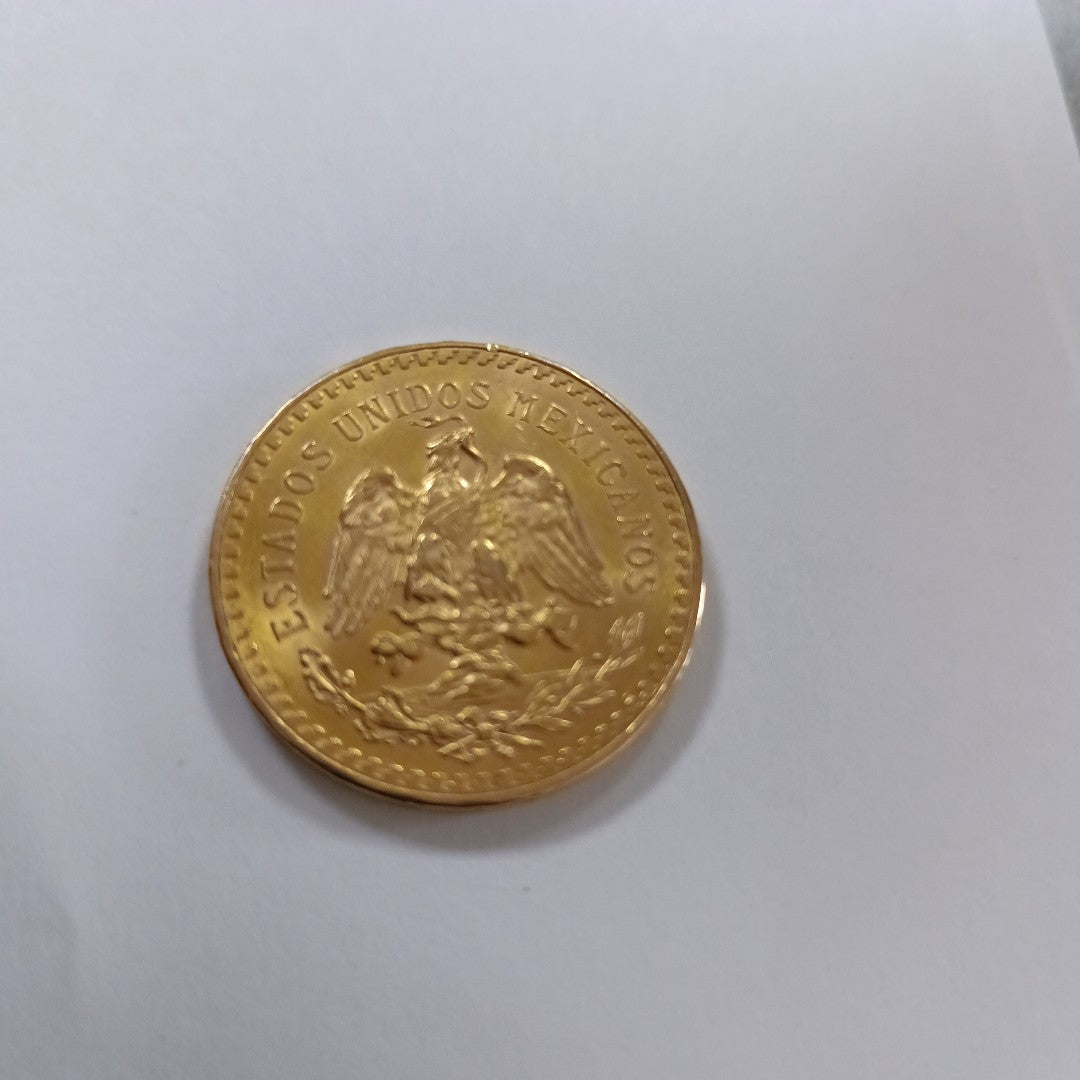 K1 41.6 GRMS - DESC. 0 GRAMOS - 21 K - AVALÚO 67392 * * IDENTIFICACIÓN MONEDA NOMINATIVA. * MONEDAS PESOS 50 PESOS. (SEMINUEVO)