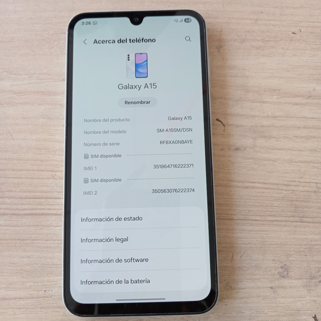 CELULAR SAMSUNG GALAXY A15 SM-A155M (2023) 128 GB 6 GB RAM (SEMINUEVO)