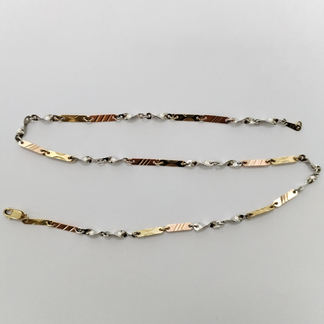 CADENA. ORO, ORO BLANCO, ORO COMBINADO. 10 K 6.4 GRMS (SEMINUEVO)