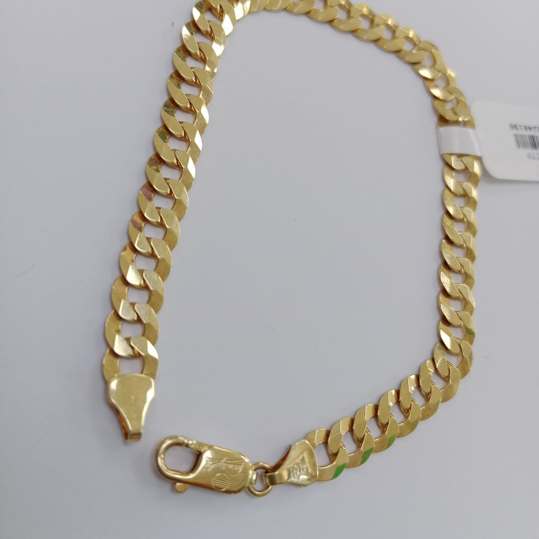 PULSERAS CABALLERO BARBADA AMARILLA ORO 14K 10.9 (NUEVO)