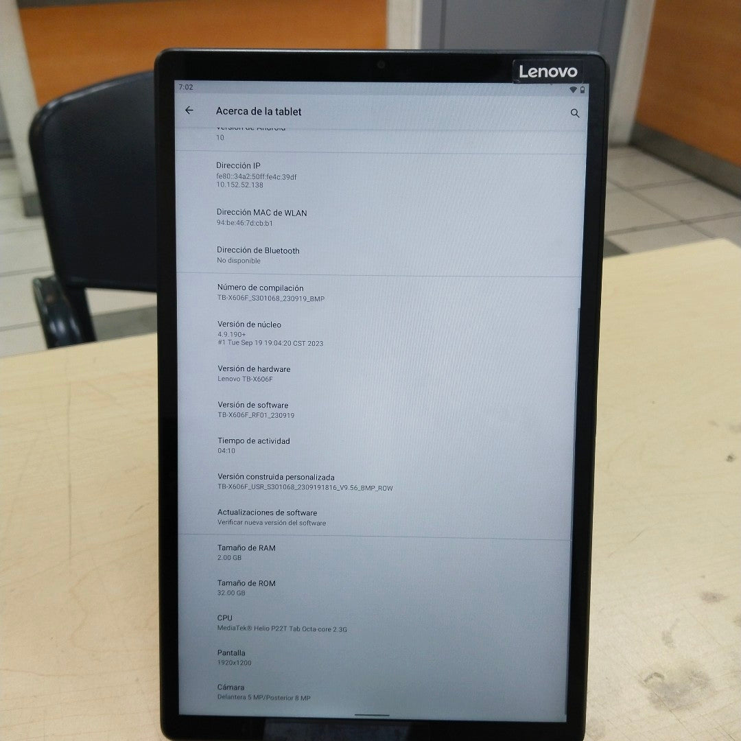TABLETA LENOVO TAB M10 PLUS 2 TB-X606F (2020) 128 GB 4 GB RAM (SEMINUEVO)