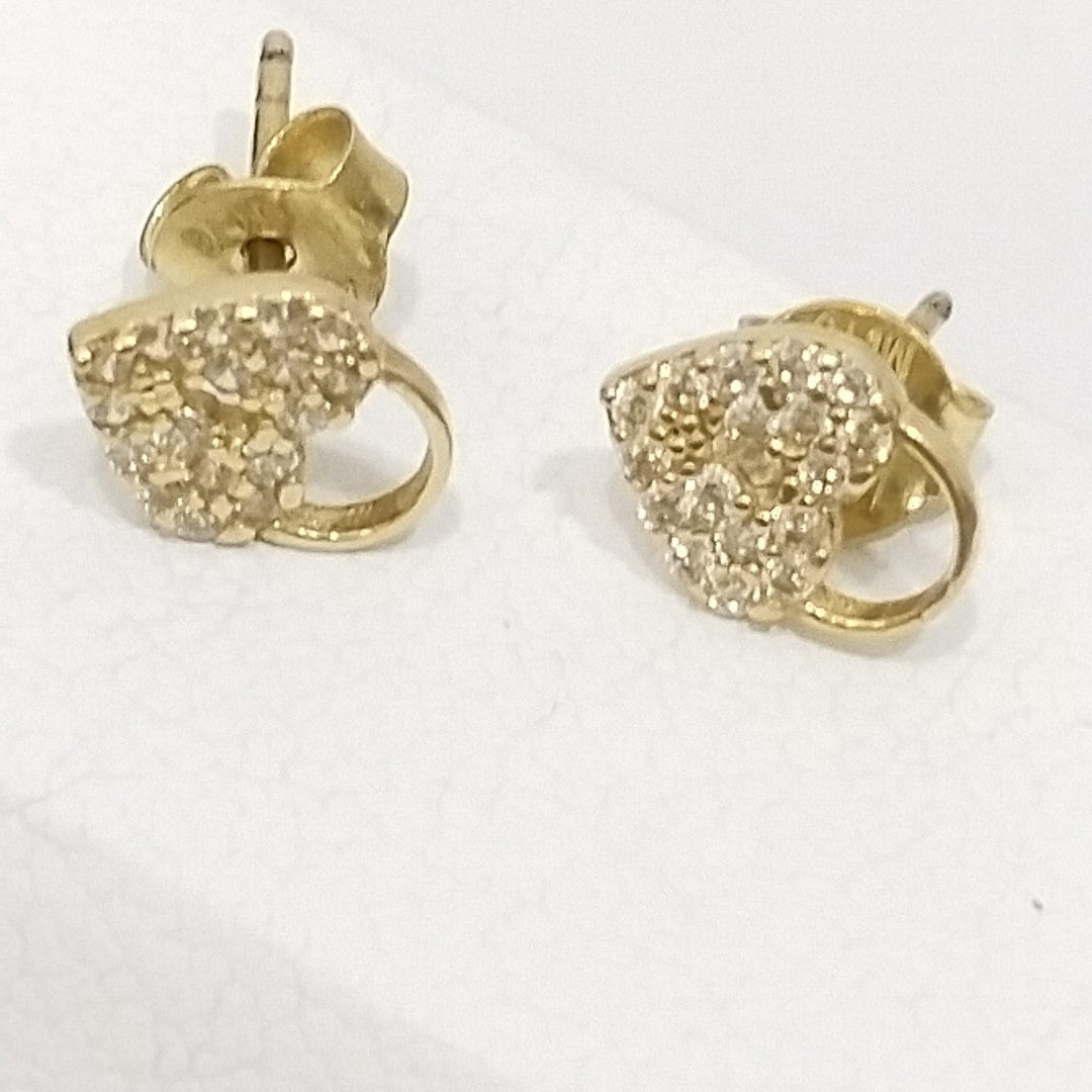 10182BRO00000B648 FRD5 BROQUEL DE CORAZON TIPO CANDADO CON CIRCONIAS ORO 14K 1.1GRS (NUEVO)
