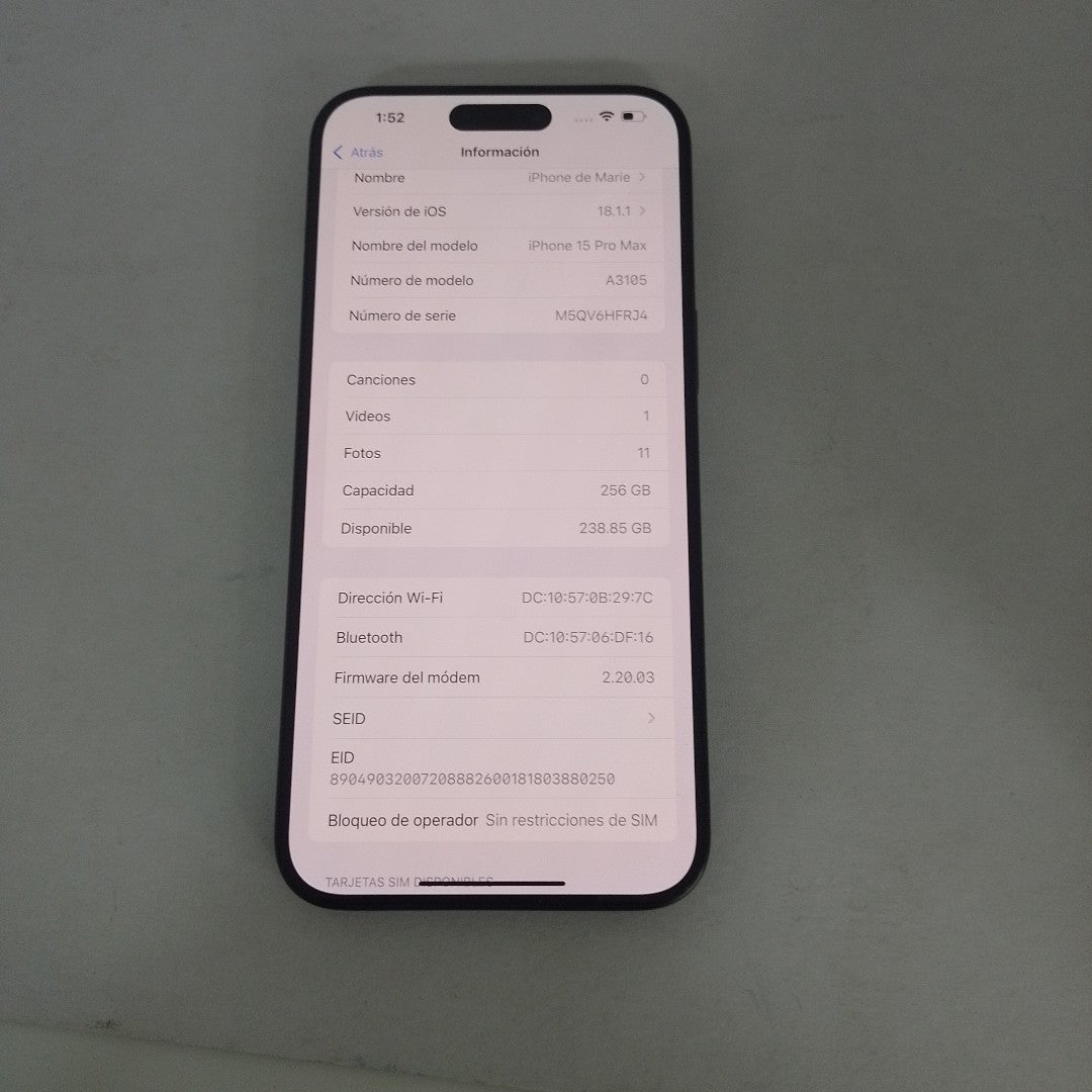 CELULAR APPLE IPHONE 15 PRO MAX A3105 (2023) 256 GB 8 GB RAM (SEMINUEVO)
