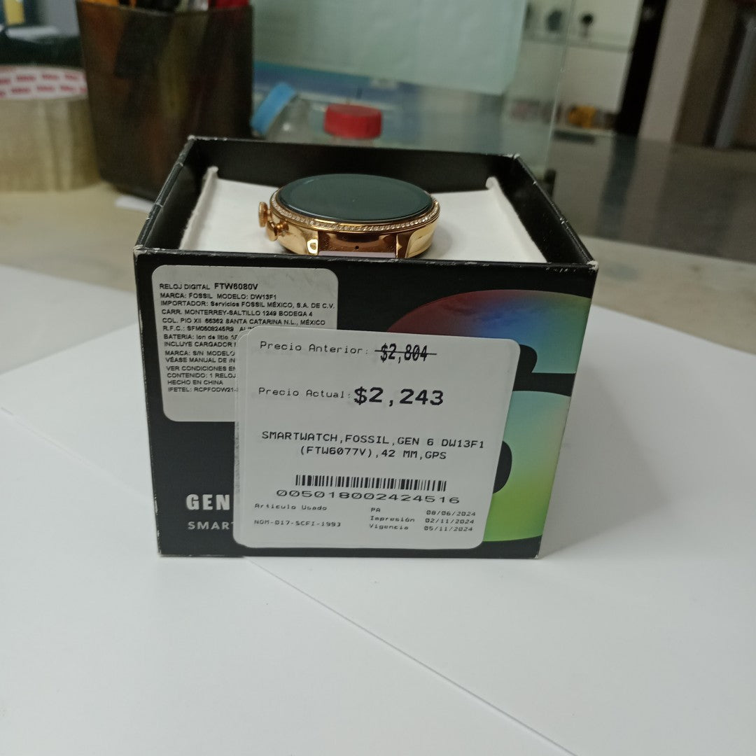 SMARTWATCH FOSSIL GEN 6 DW13F1 (FTW6077V) (SEMINUEVO)