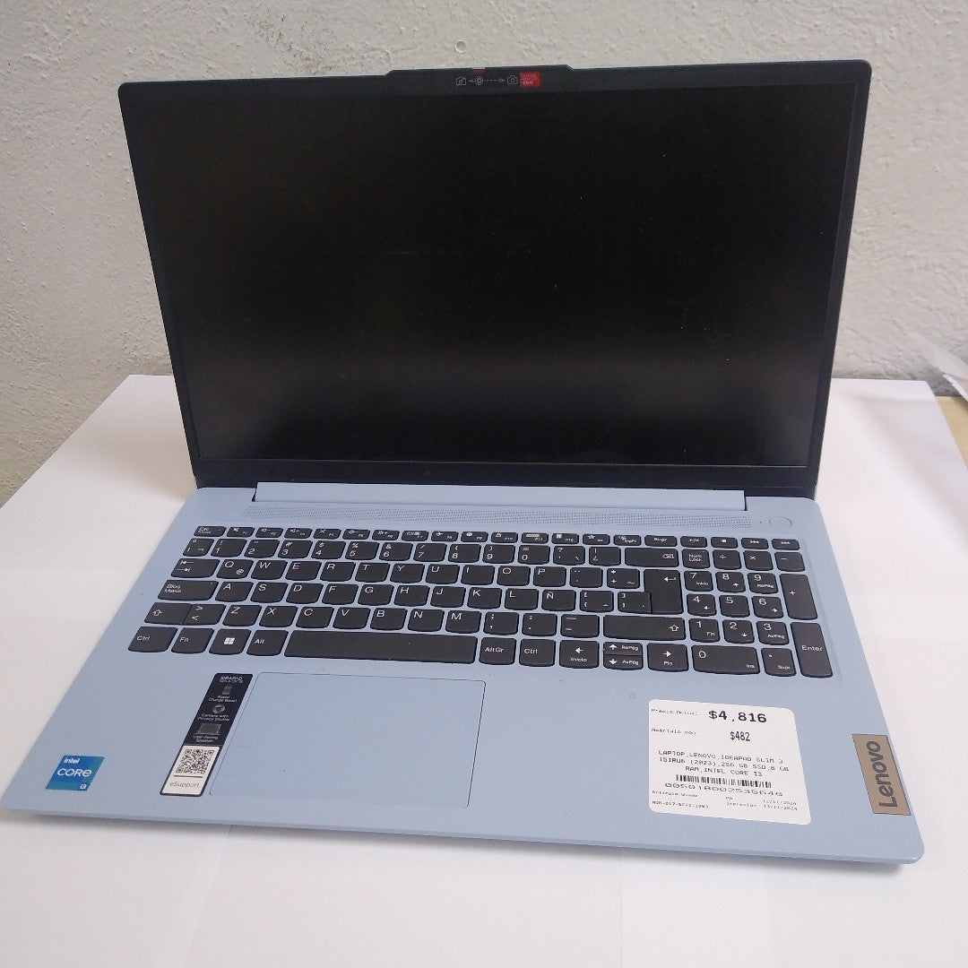 LAPTOP LENOVO IDEAPAD SLIM 3 15IRU8 (2023) 256 GB SSD 8 GB RAM (SEMINUEVO)