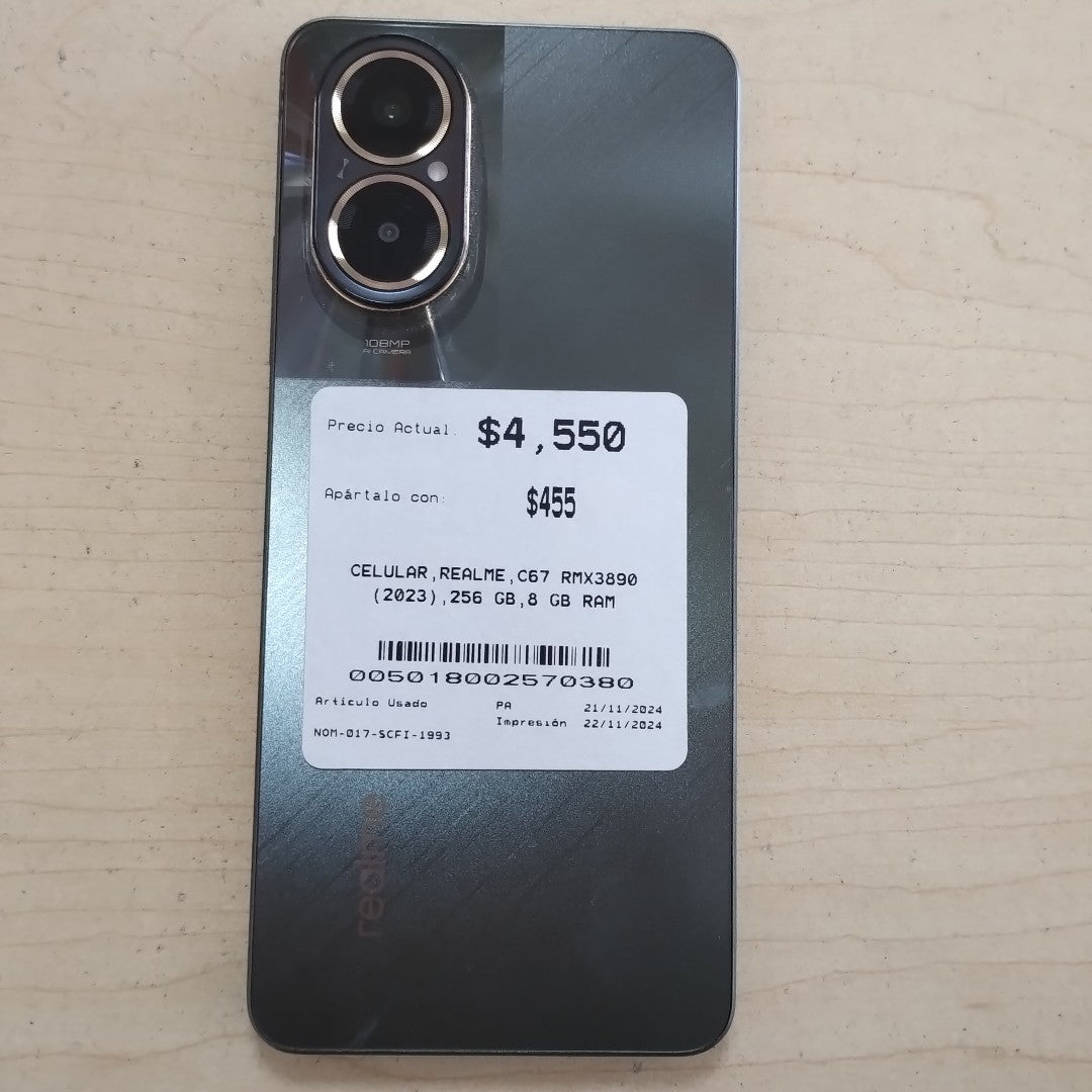 CELULAR REALME C67 RMX3890 (2023) 256 GB 8 GB RAM (SEMINUEVO)