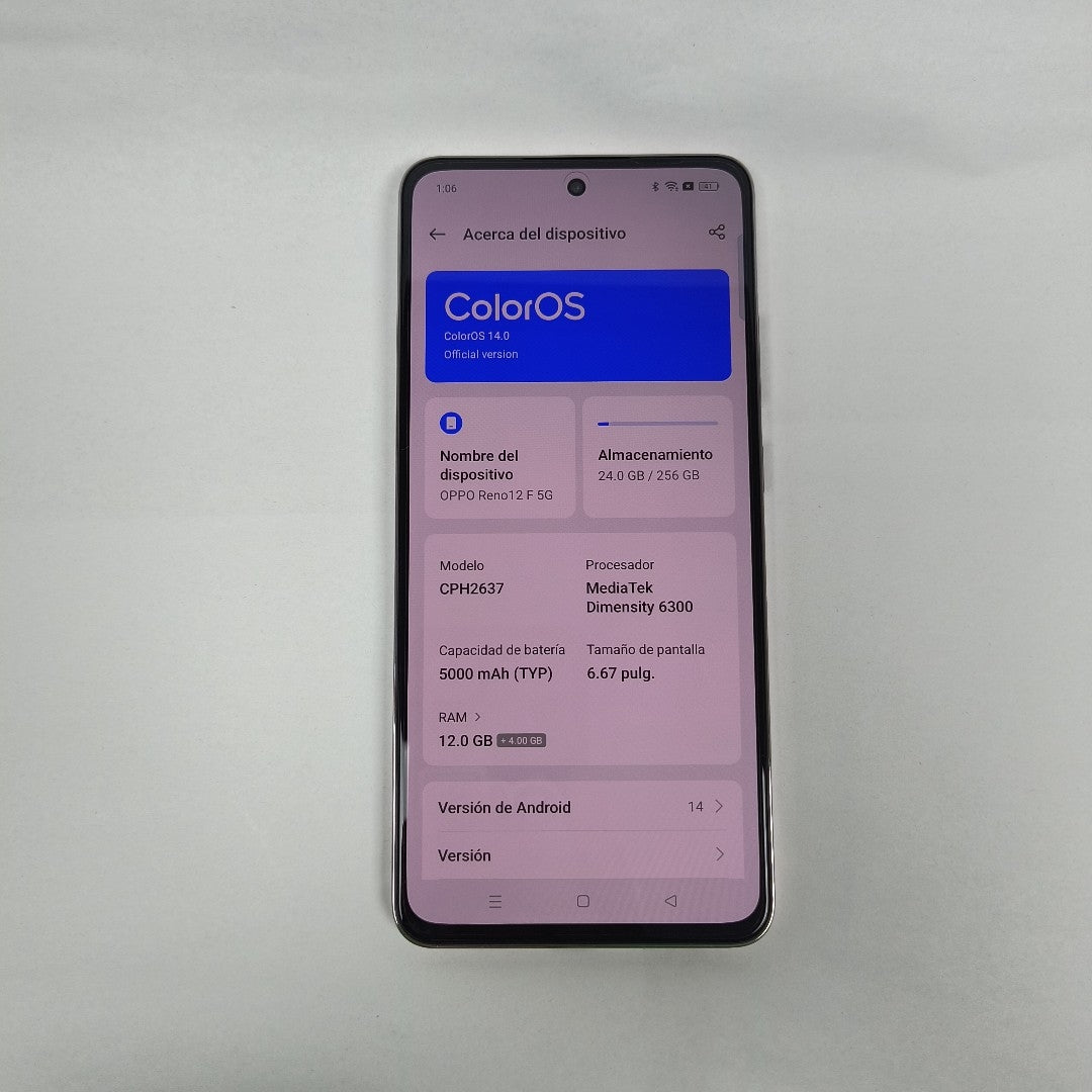 CELULAR OPPO  RENO 12F 5G CPH2637 256 GB 12 GB RAM (SEMINUEVO)