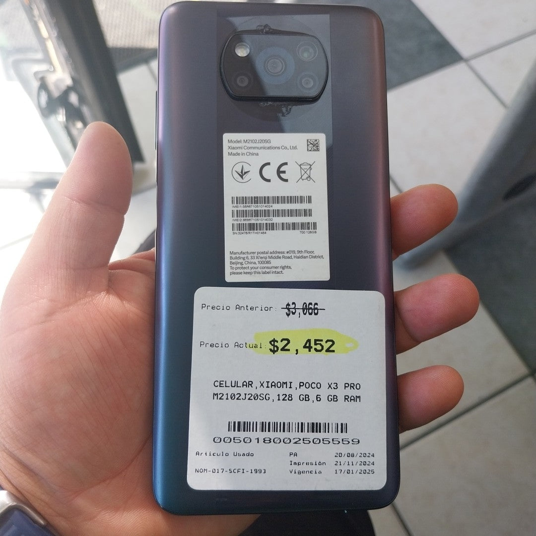 CELULAR XIAOMI POCO X3 PRO M2102J20SG 128 GB 6 GB RAM (SEMINUEVO)