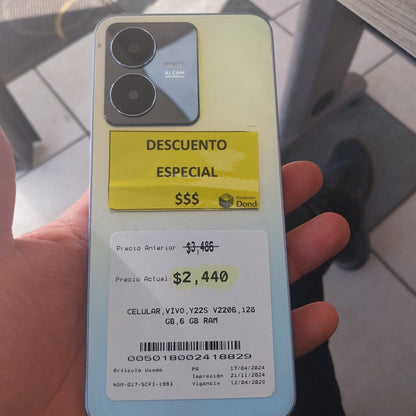 CELULAR VIVO Y22S V2206 128 GB 6 GB RAM (SEMINUEVO)