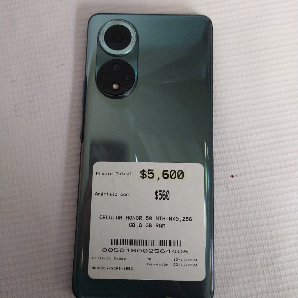CELULAR HONOR 50 NTH-NX9 256 GB 8 GB RAM (SEMINUEVO)