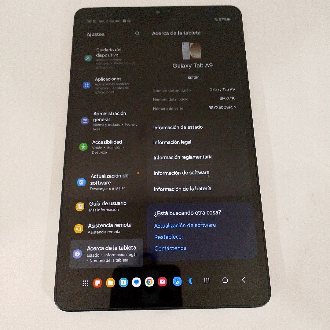 TABLETA SAMSUNG GALAXY TAB A9 SM-X110 (2023) 64 GB 4 GB RAM (SEMINUEVO)