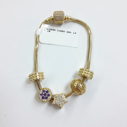 PULSERA CHARM ORO 14K 16 (NUEVO)