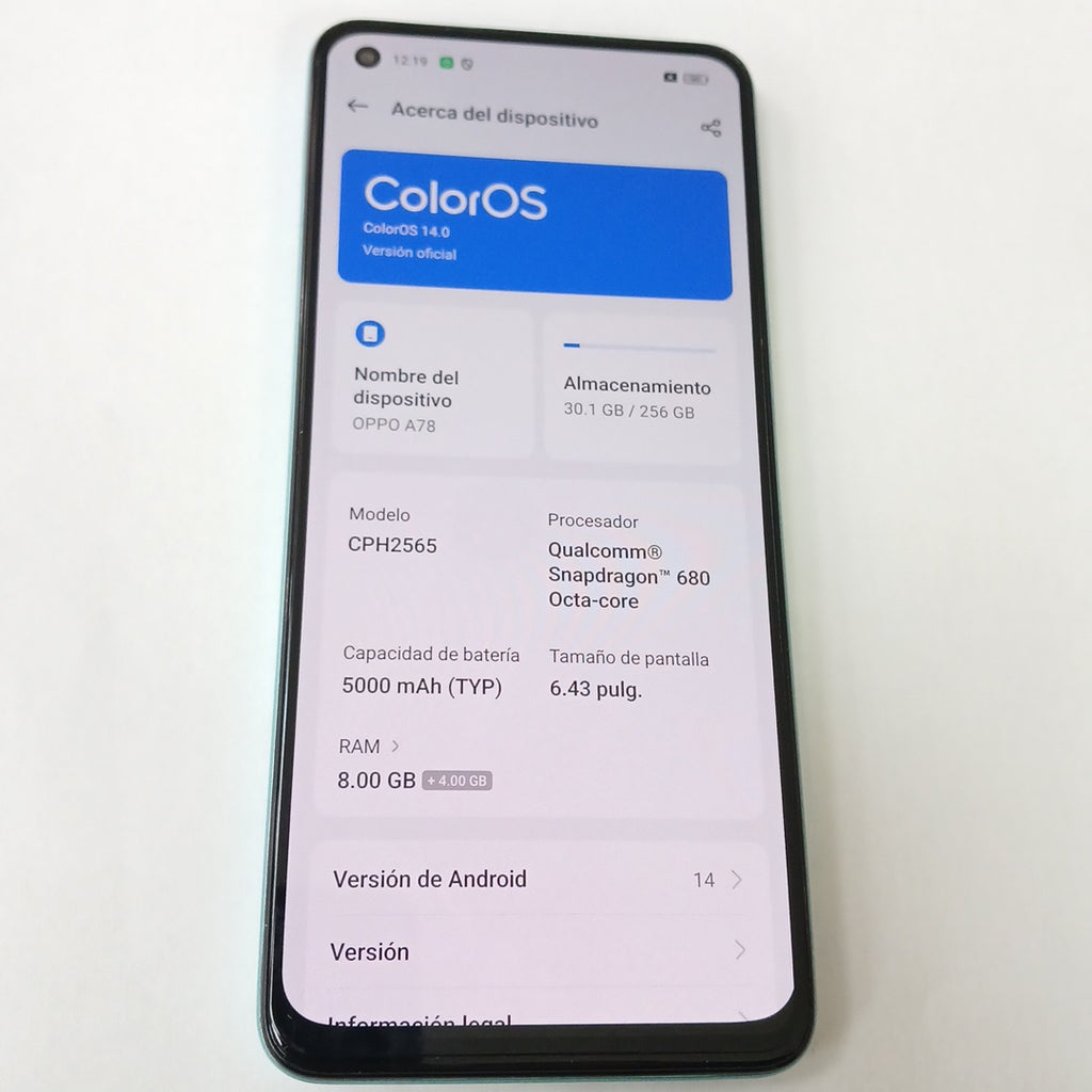 CELULAR OPPO  A78 CPH2565 (2023) 256 GB 8 GB RAM (SEMINUEVO)