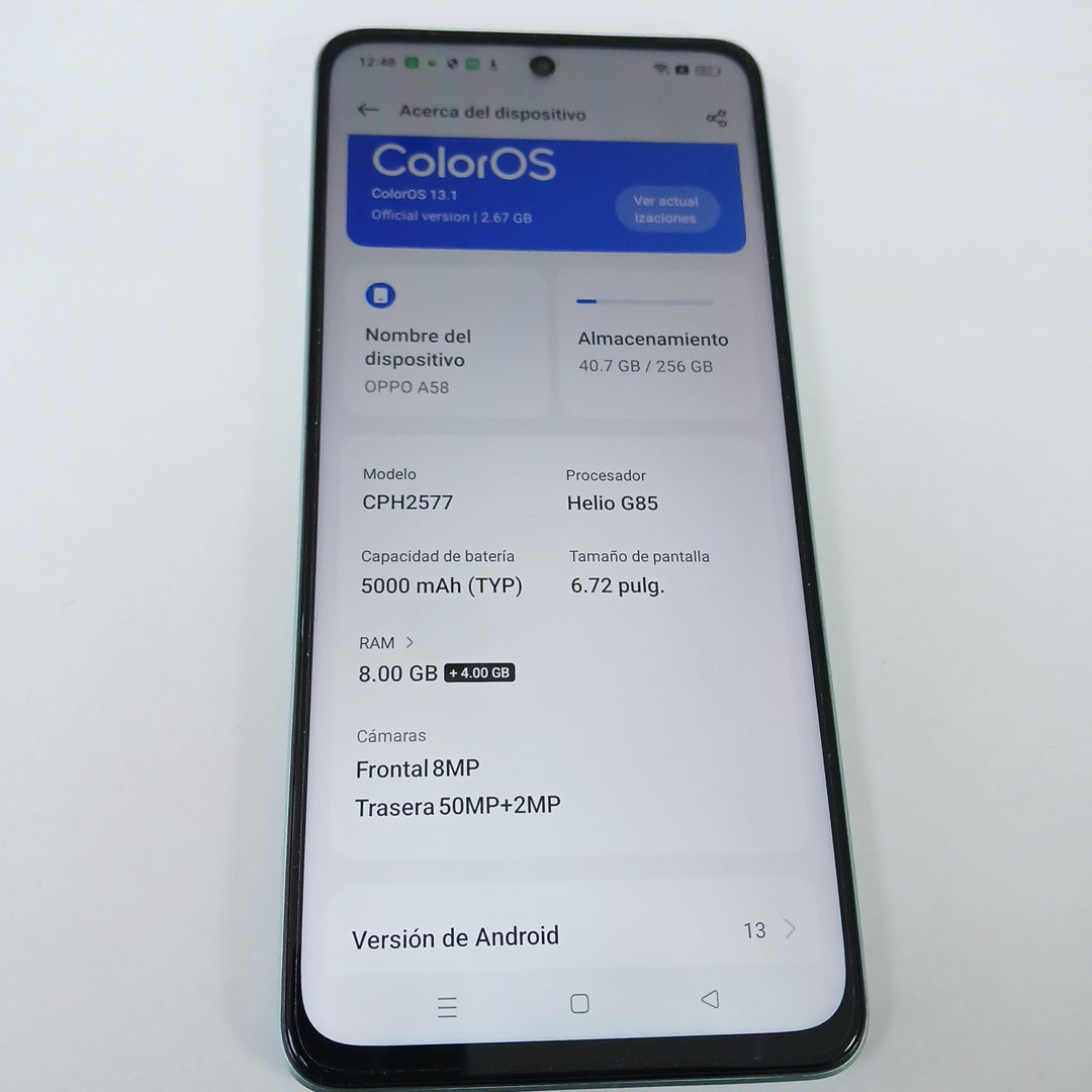CELULAR OPPO  A58 CPH2577 (2023) 256 GB 8 GB RAM (SEMINUEVO)