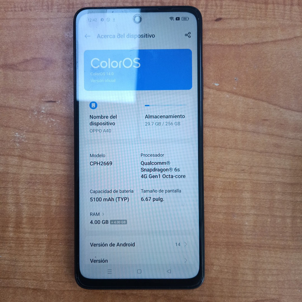 CELULAR OPPO  A40 CPH2669 (2024) 256 GB 4 GB RAM (SEMINUEVO)