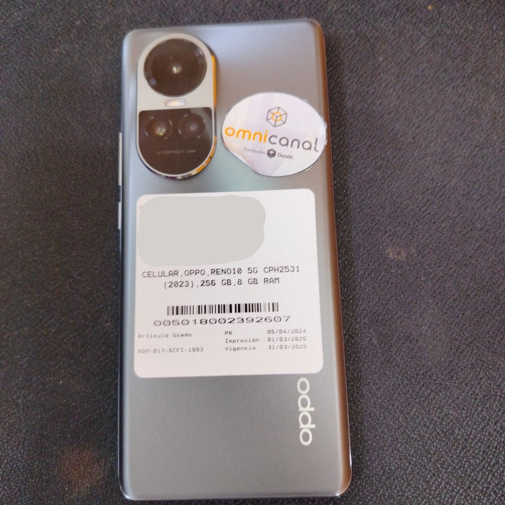 CELULAR OPPO  RENO10 5G CPH2531 (2023) 256 GB 8 GB RAM (SEMINUEVO)