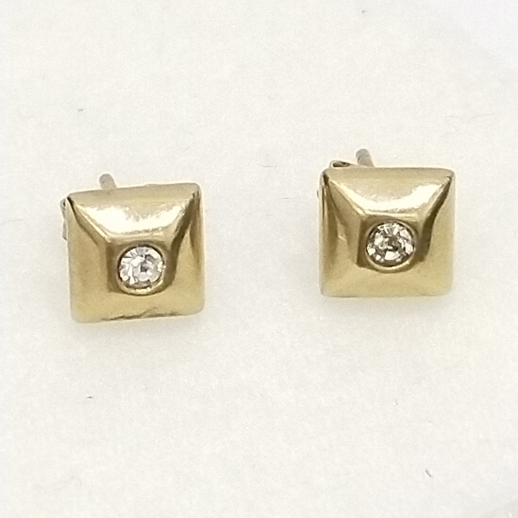 10477BRO00000B1821 FRD12 BROQUEL DE CUADRADO CON CIRCONIA ORO 14K 1.2GRS (NUEVO)