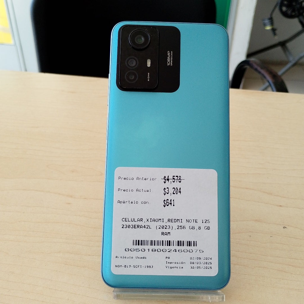 CELULAR XIAOMI REDMI NOTE 12S 2303ERA42L (2023) 256 GB 8 GB RAM